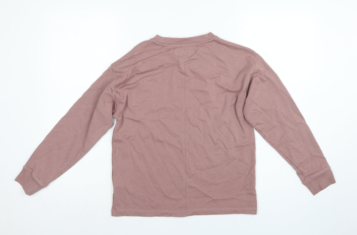 Zara Boys Pink 9-10 Years Long Sleeve Logo Basic T-Shirt