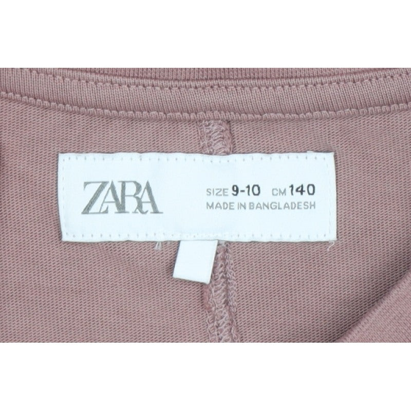Zara Boys Pink 9-10 Years Long Sleeve Logo Basic T-Shirt