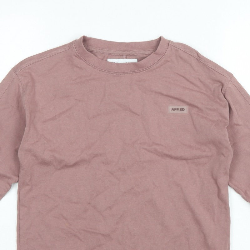 Zara Boys Pink 9-10 Years Long Sleeve Logo Basic T-Shirt