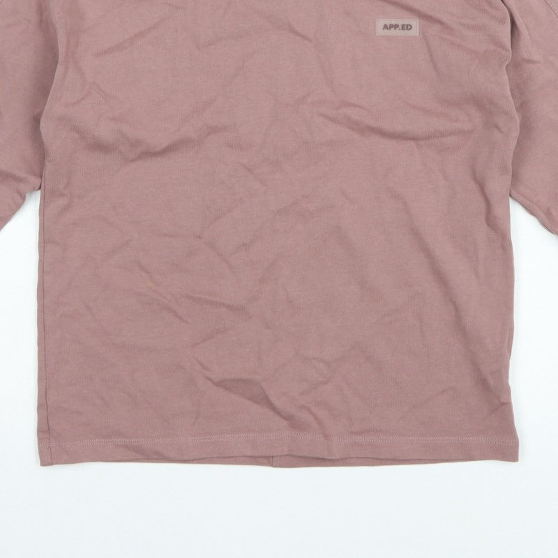 Zara Boys Pink 9-10 Years Long Sleeve Logo Basic T-Shirt