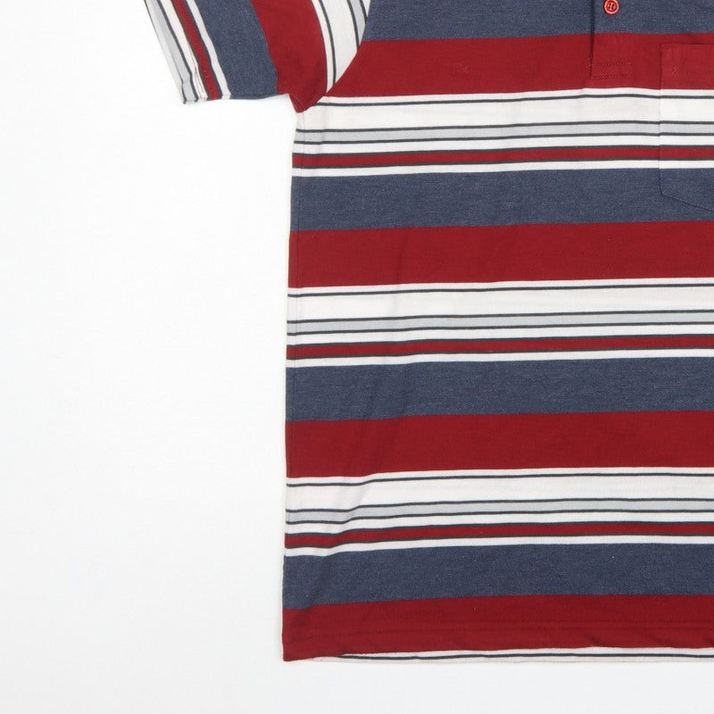 Carabou Men's Multicoloured M Striped Short Sleeve Cotton Blend Polo