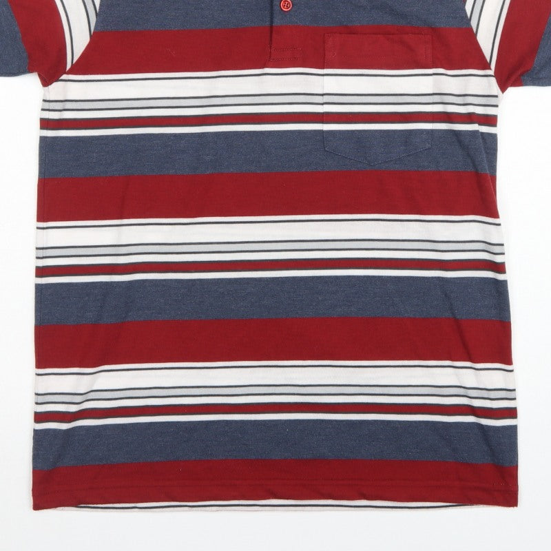 Carabou Men's Multicoloured M Striped Short Sleeve Cotton Blend Polo