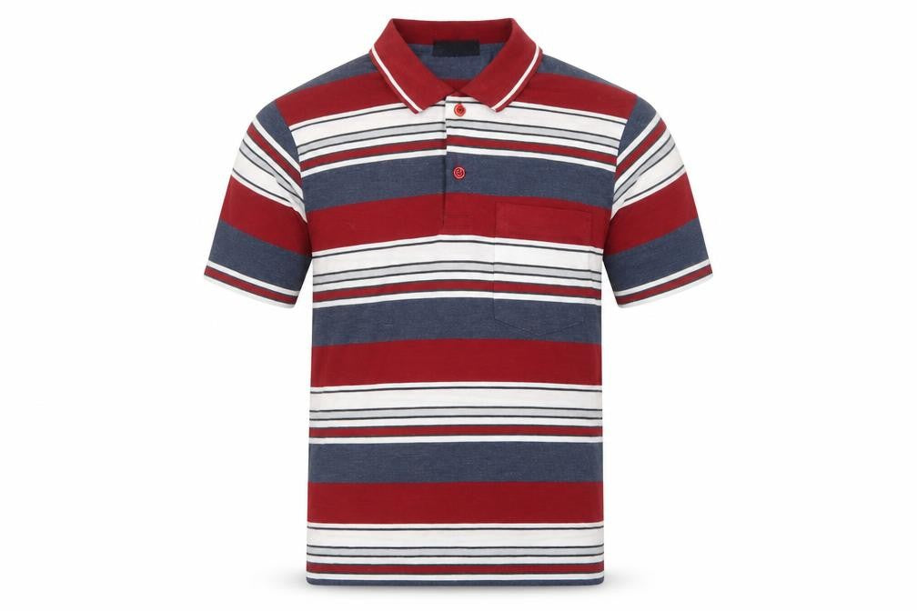 Carabou Men's Multicoloured M Striped Short Sleeve Cotton Blend Polo