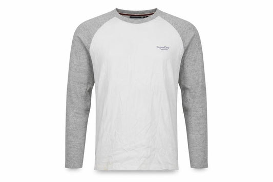 Superdry Men's White Grey M Long Sleeve Raglan Logo T-Shirt