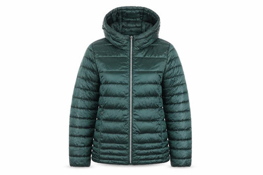 Reserved Women Green UK 8 Hooded Quilted Puffer Jacket Zip