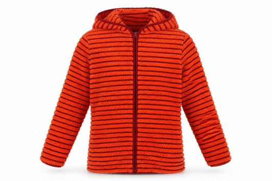 Peter Storm Boys Orange Hooded Striped Fleece Jacket Age 13 Full Zip
