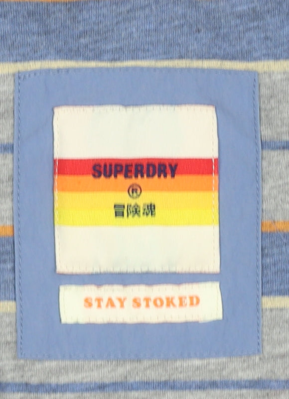 Superdry Women's Blue UK 8 Basic Striped Full Zip Jacket