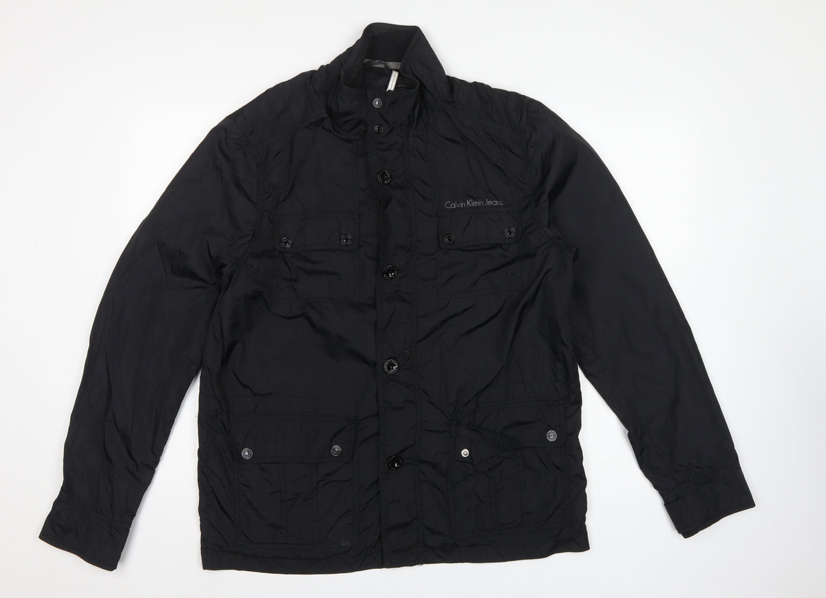 Calvin Klein Jeans Men Black XL Basic Jacket Logo Pockets