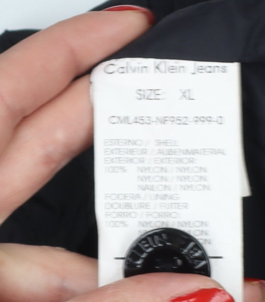 Calvin Klein Jeans Men Black XL Basic Jacket Logo Pockets