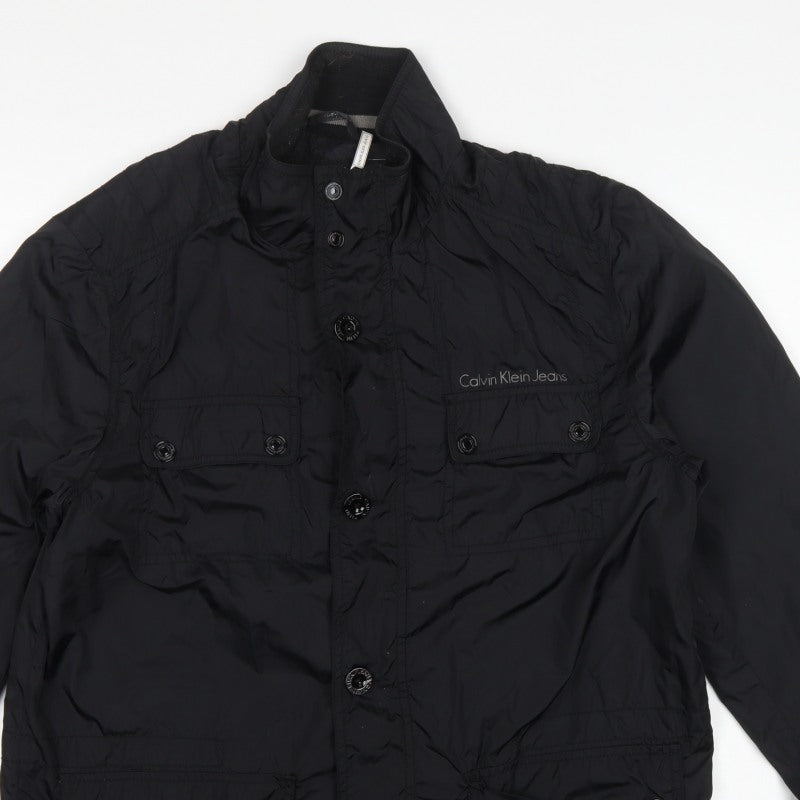Calvin Klein Jeans Men Black XL Basic Jacket Logo Pockets