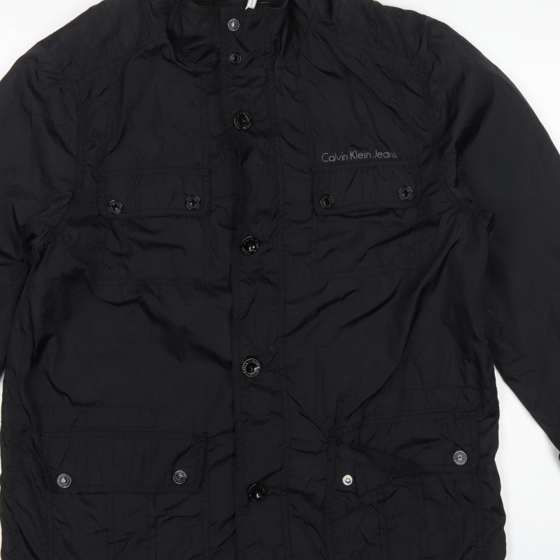 Calvin Klein Jeans Men Black XL Basic Jacket Logo Pockets