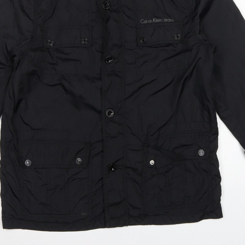 Calvin Klein Jeans Men Black XL Basic Jacket Logo Pockets