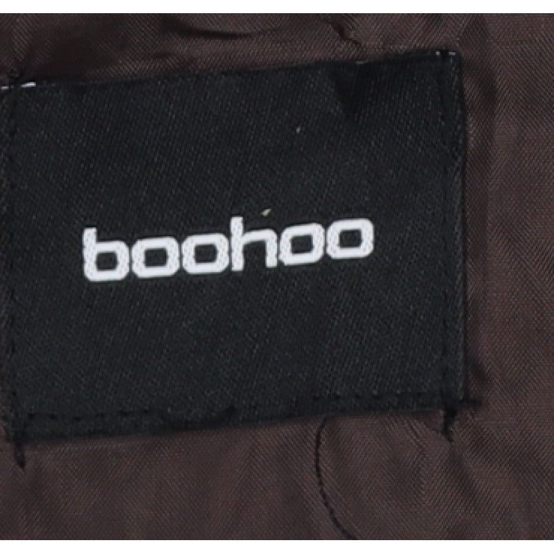 Boohoo Women's Brown Check Fleece Jacket UK 10 Collared Snap Button