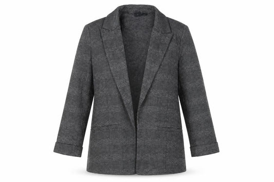 New Look Women’s Grey Check Shawl Collar Blazer UK 10 Workwear