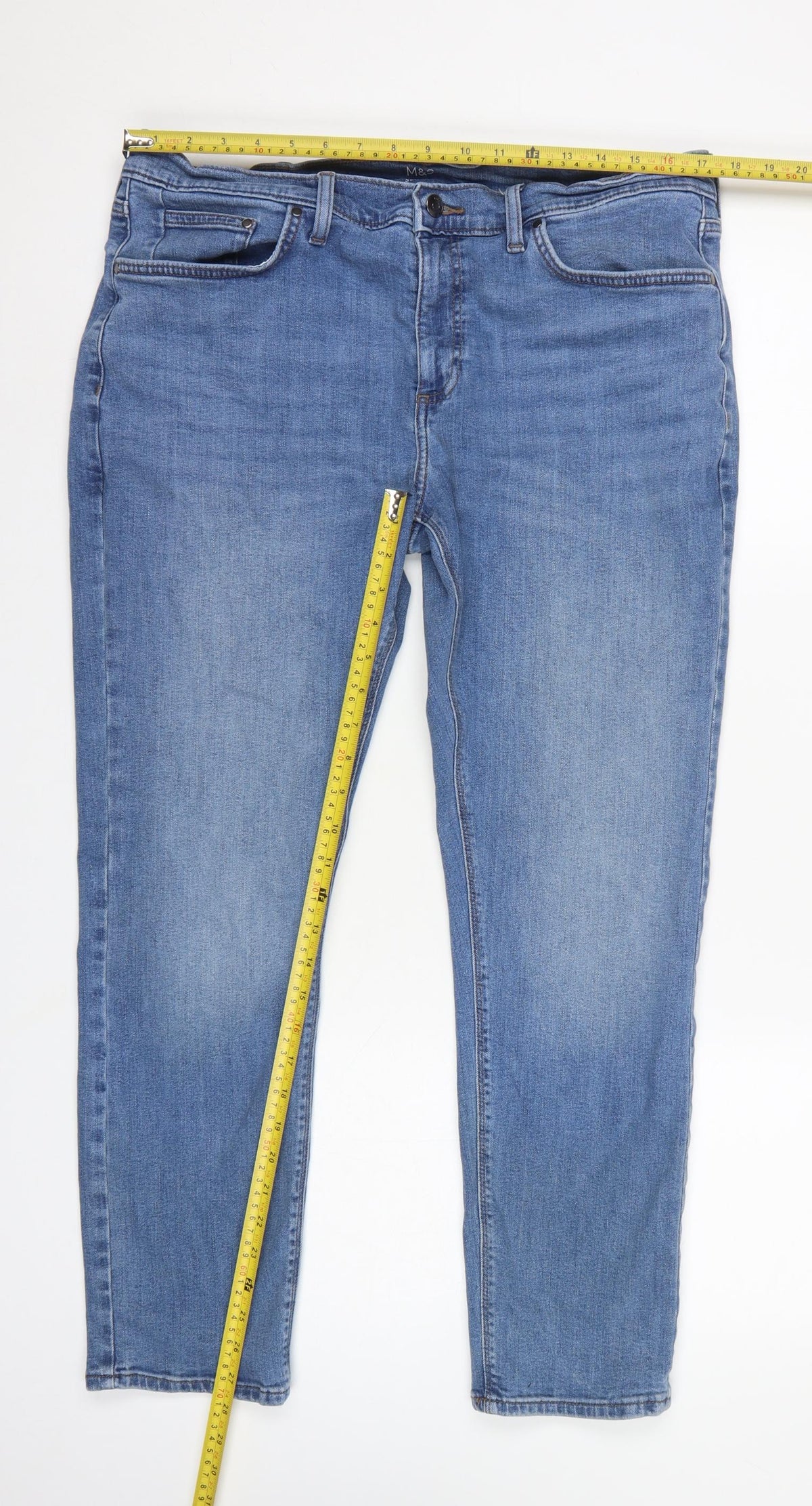Marks & Spencer Men's Blue 36W 29L Skinny Stretch Jeans