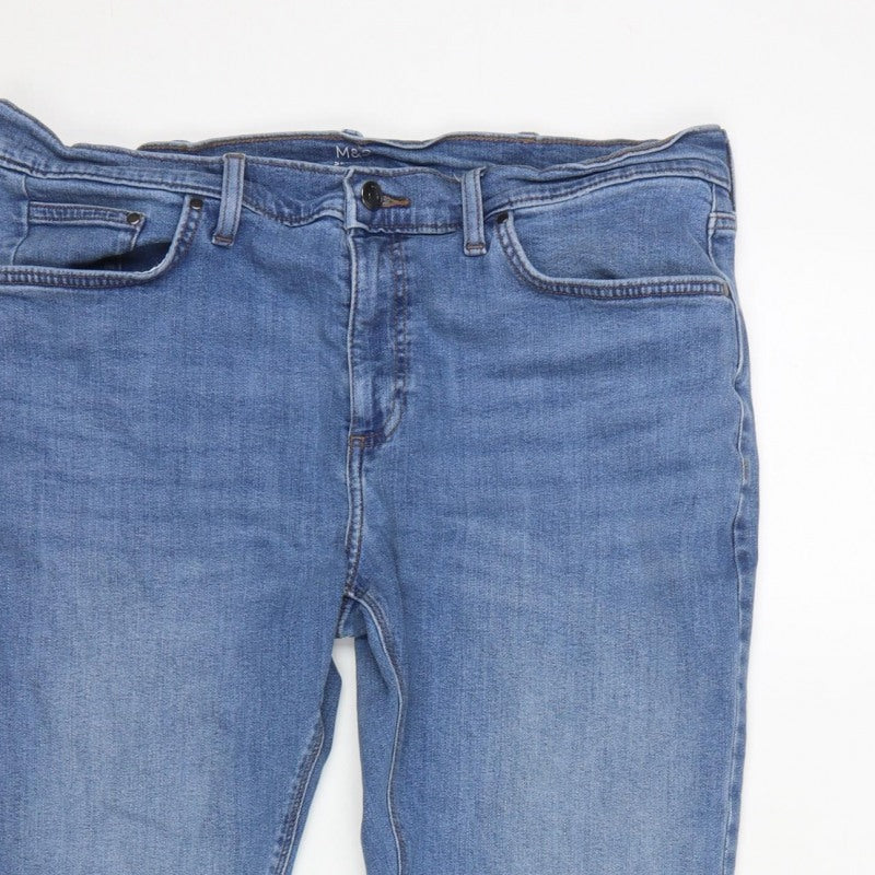 Marks & Spencer Men's Blue 36W 29L Skinny Stretch Jeans