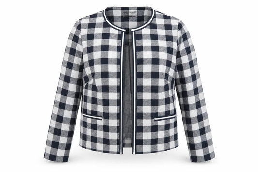 Marks & Spencer Women’s Blue Check Slim Fit Jersey Jacket Size 14