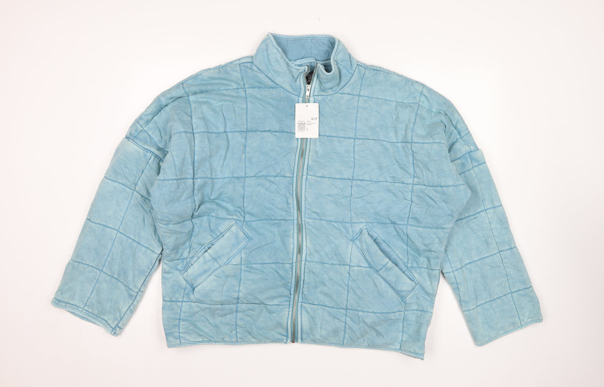 Forever 21 Women Blue L Quilted Padded Full Zip Casual Jacket