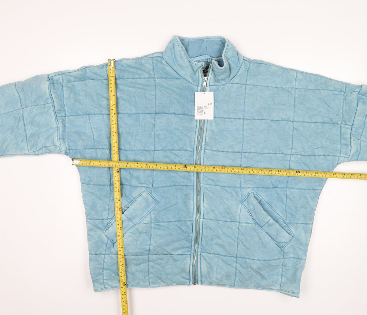 Forever 21 Women Blue L Quilted Padded Full Zip Casual Jacket