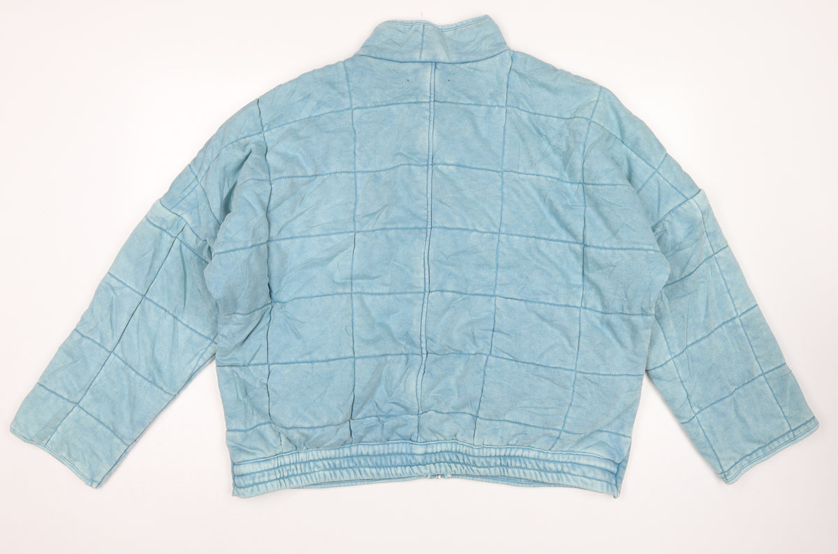 Forever 21 Women Blue L Quilted Padded Full Zip Casual Jacket