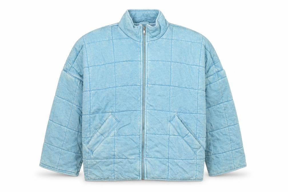 Forever 21 Women Blue L Quilted Padded Full Zip Casual Jacket