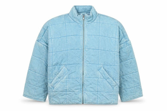 Forever 21 Women Blue L Quilted Padded Full Zip Casual Jacket