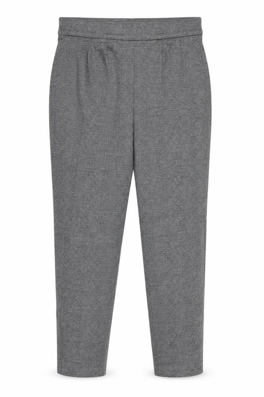 M&S Women’s Grey Check Pleated Tapered Dress Trousers UK 14 Short
