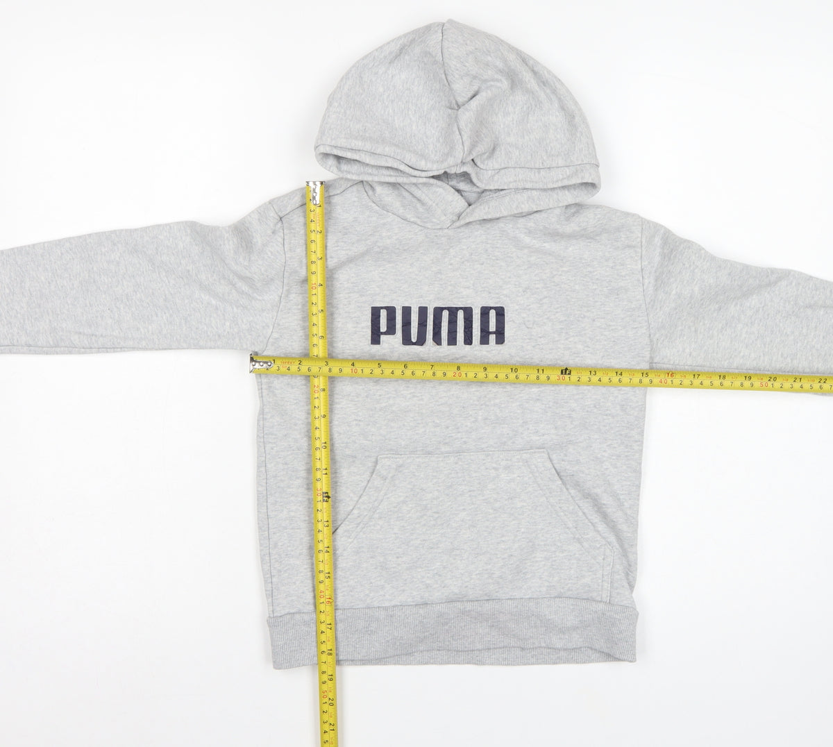 Puma Boys Grey Logo Pullover Hoodie UK 7-8 Years 128cm