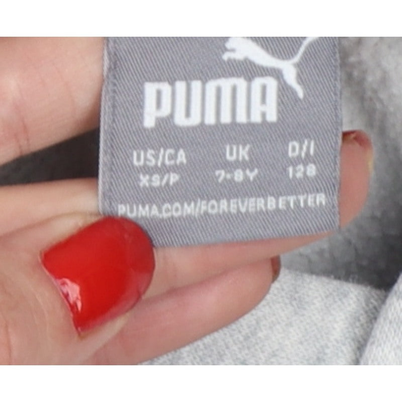 Puma Boys Grey Logo Pullover Hoodie UK 7-8 Years 128cm