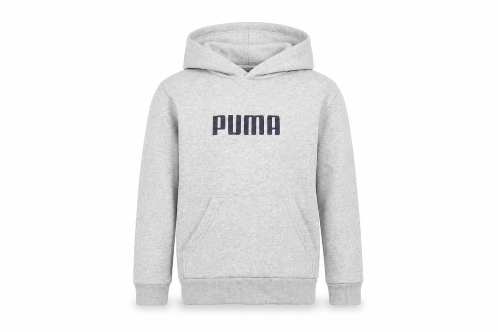 Puma Boys Grey Logo Pullover Hoodie UK 7-8 Years 128cm