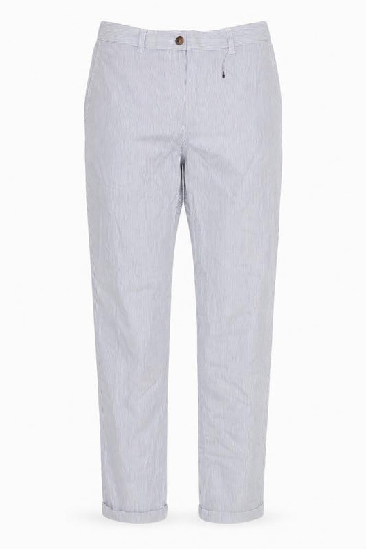 Marks & Spencer Women White Stripe Chino Trousers UK 8 Long Cotton