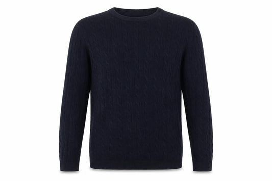 Racing Green Mens Blue L Cable Knit Cotton Crew Neck Pullover Jumper