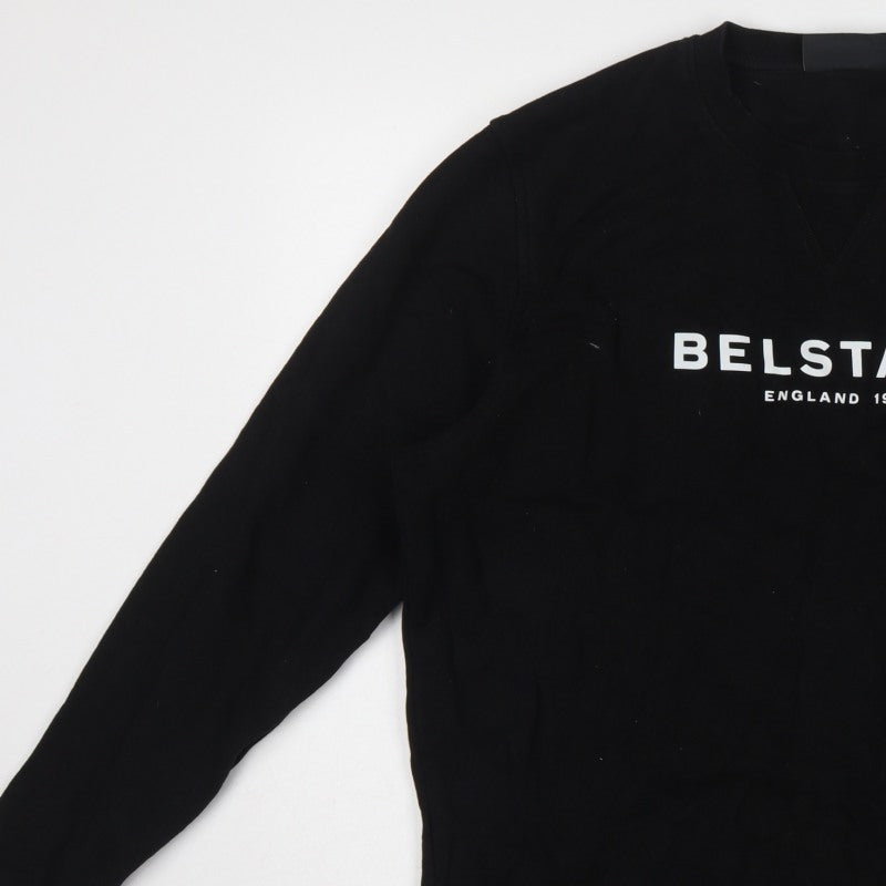 Belstaff Men’s Black 2XL Logo Crew Neck Pullover Sweatshirt