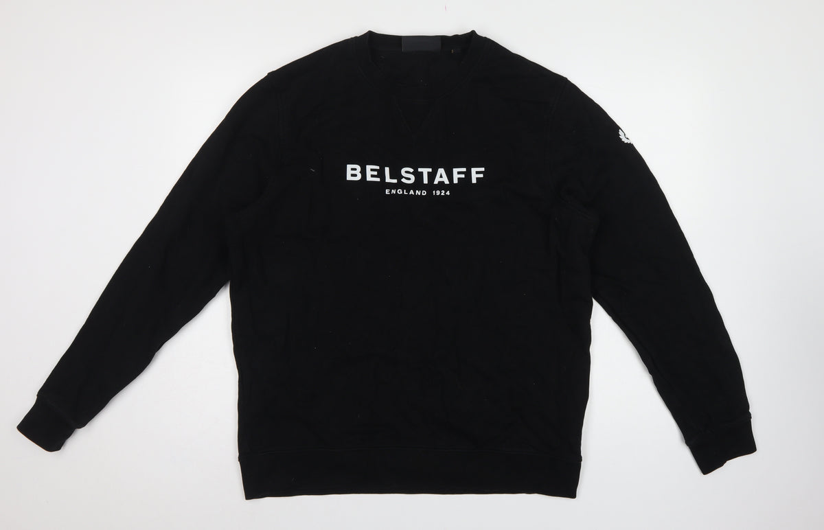 Belstaff Men’s Black 2XL Logo Crew Neck Pullover Sweatshirt