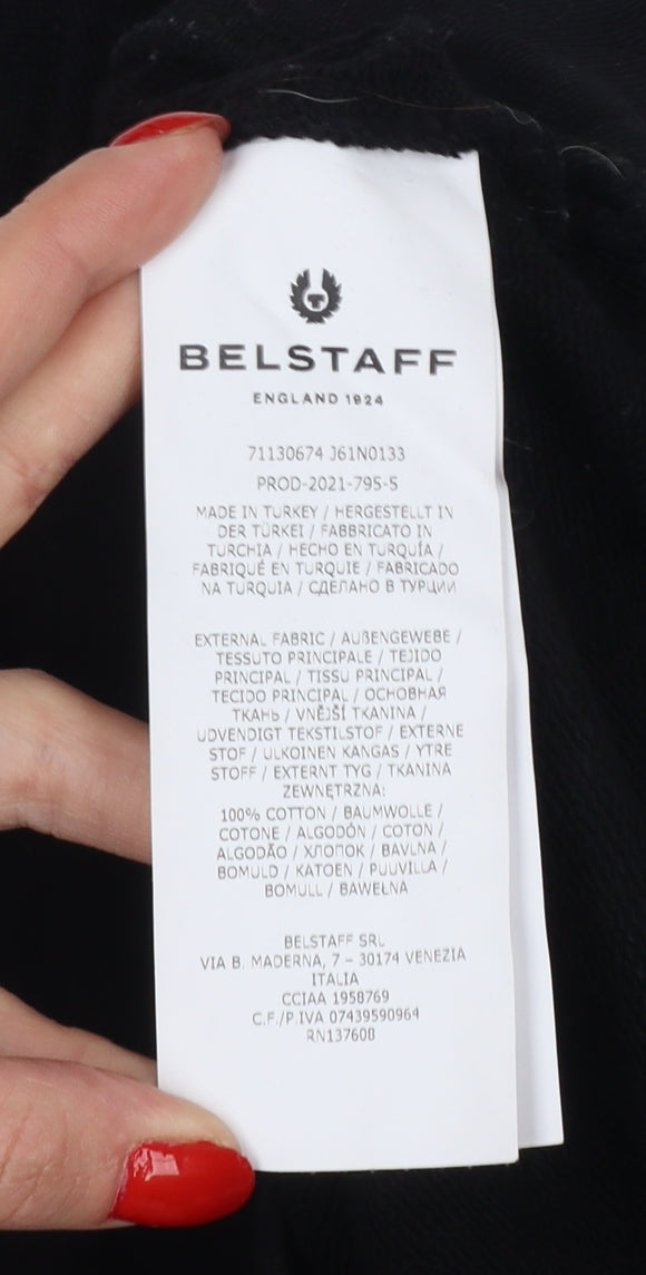 Belstaff Men’s Black 2XL Logo Crew Neck Pullover Sweatshirt