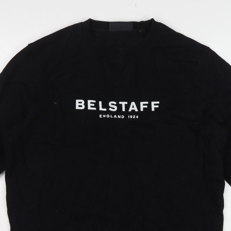 Belstaff Men’s Black 2XL Logo Crew Neck Pullover Sweatshirt