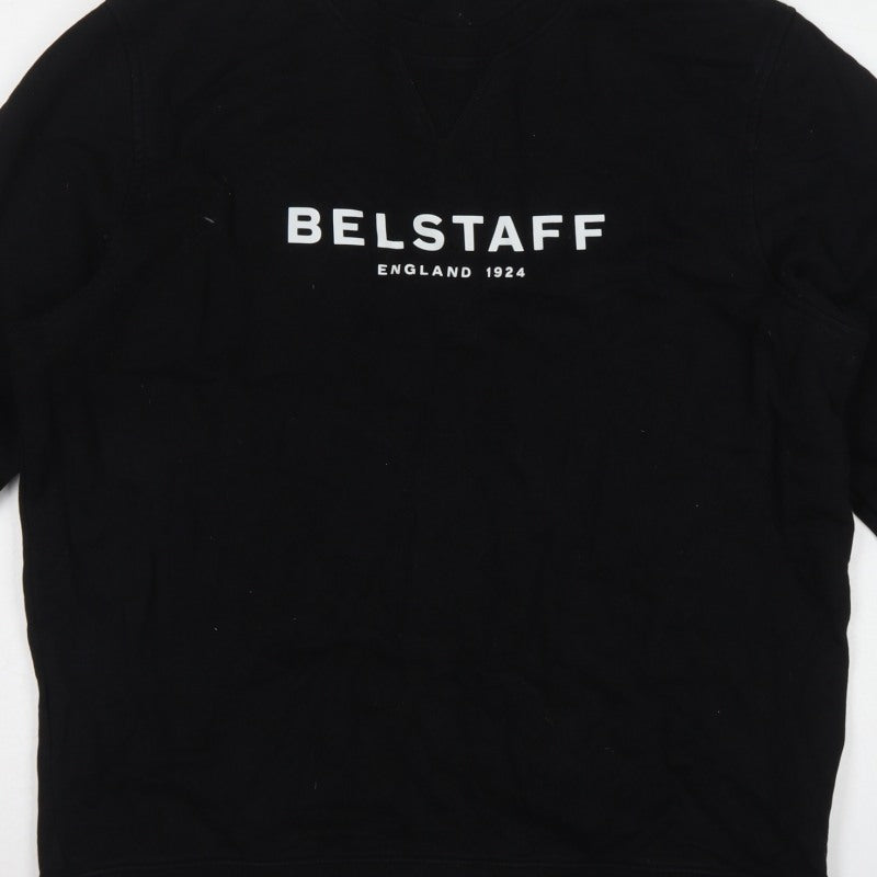 Belstaff Men’s Black 2XL Logo Crew Neck Pullover Sweatshirt