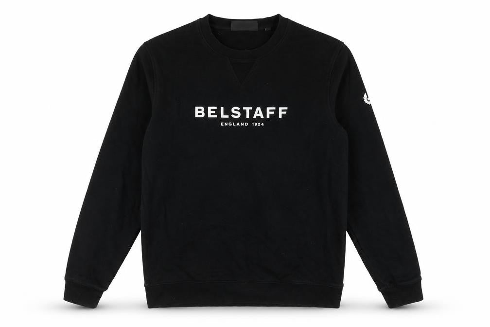 Belstaff Men’s Black 2XL Logo Crew Neck Pullover Sweatshirt