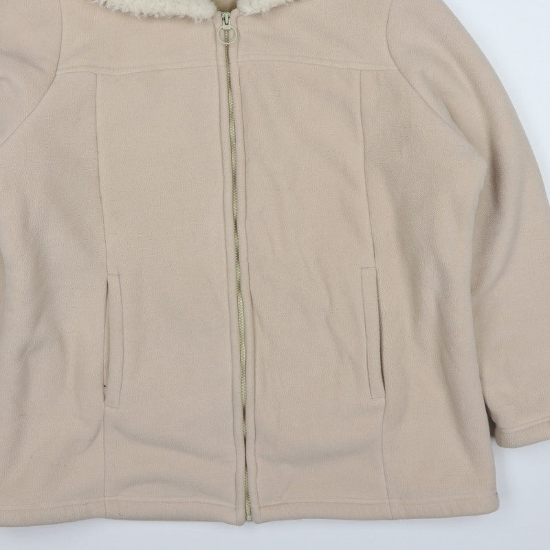 Essence Women Beige UK 20 Basic Hooded Fleece Zip Coat
