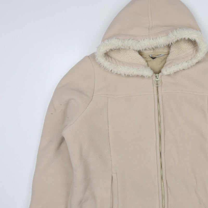 Essence Women Beige UK 20 Basic Hooded Fleece Zip Coat