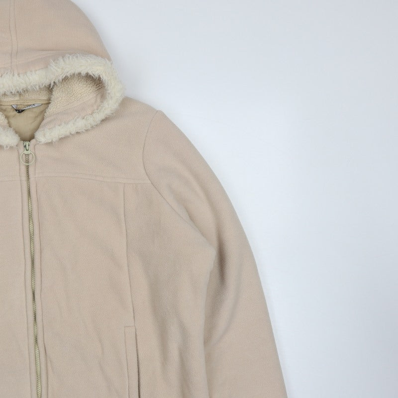 Essence Women Beige UK 20 Basic Hooded Fleece Zip Coat