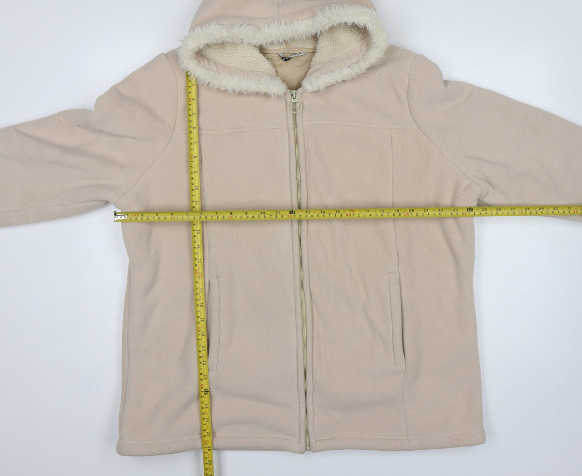 Essence Women Beige UK 20 Basic Hooded Fleece Zip Coat