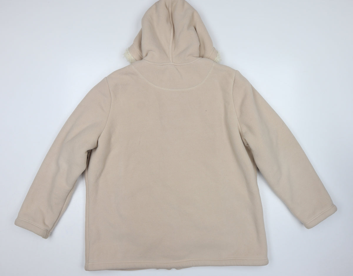 Essence Women Beige UK 20 Basic Hooded Fleece Zip Coat