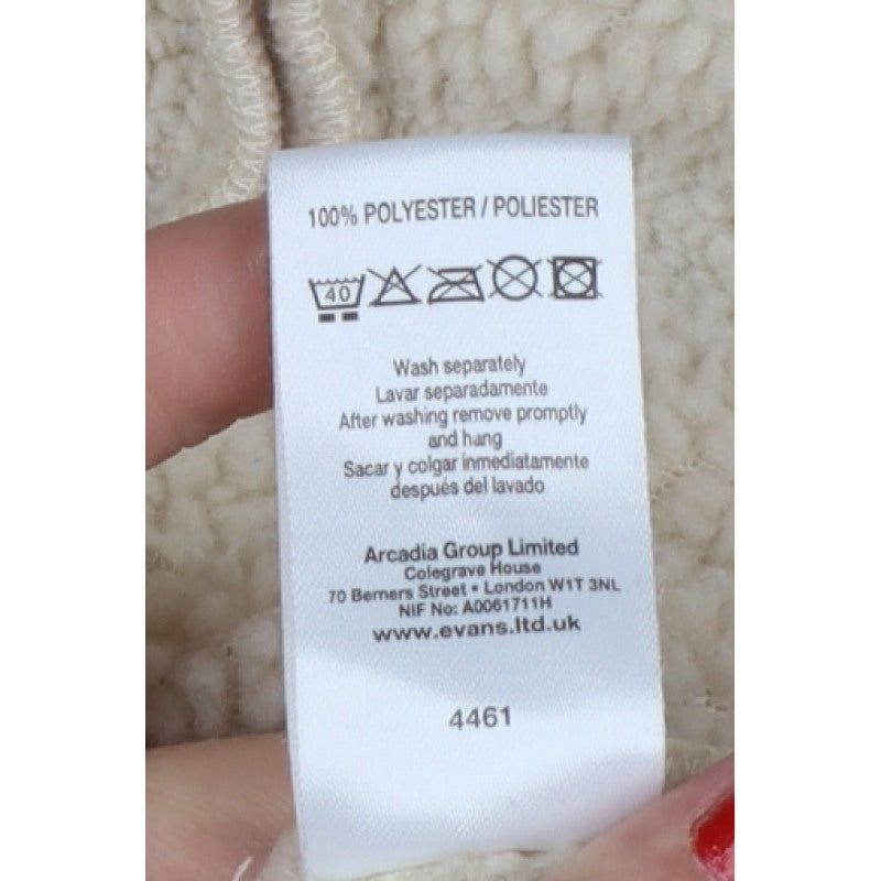Essence Women Beige UK 20 Basic Hooded Fleece Zip Coat
