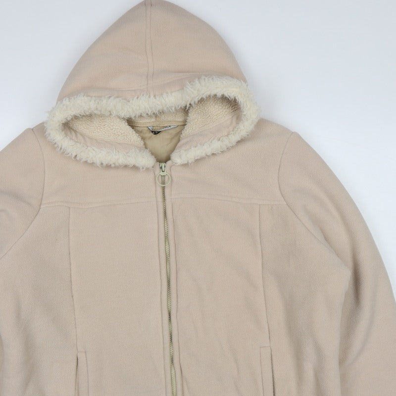 Essence Women Beige UK 20 Basic Hooded Fleece Zip Coat