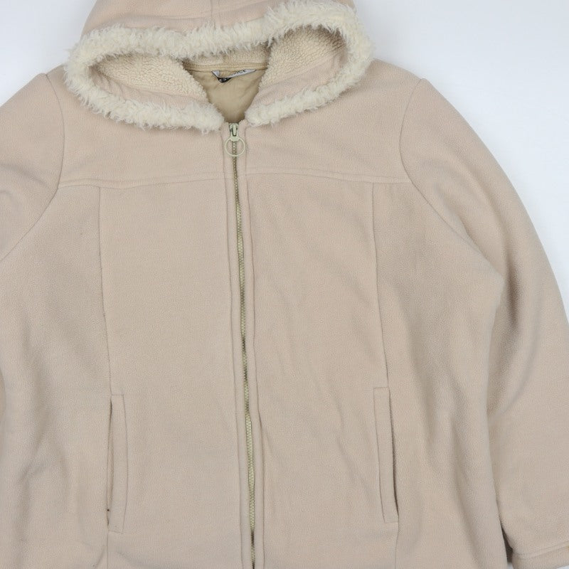 Essence Women Beige UK 20 Basic Hooded Fleece Zip Coat