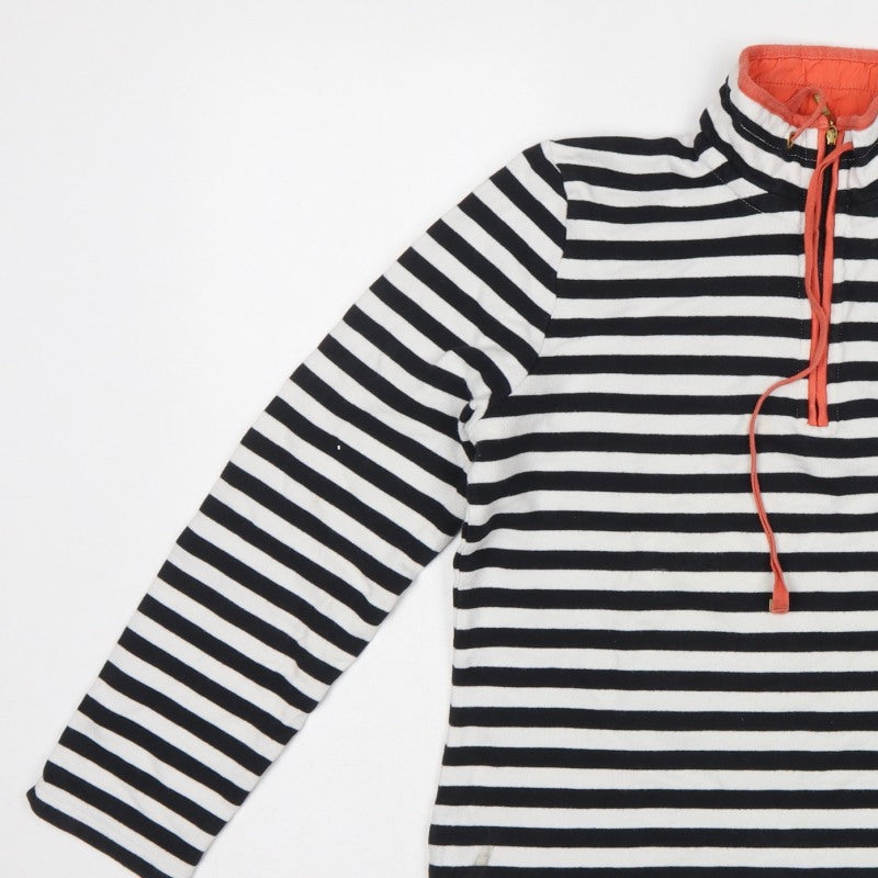 Dash Women’s UK 10 Black White Stripe 1/4 Zip Cotton Sweatshirt