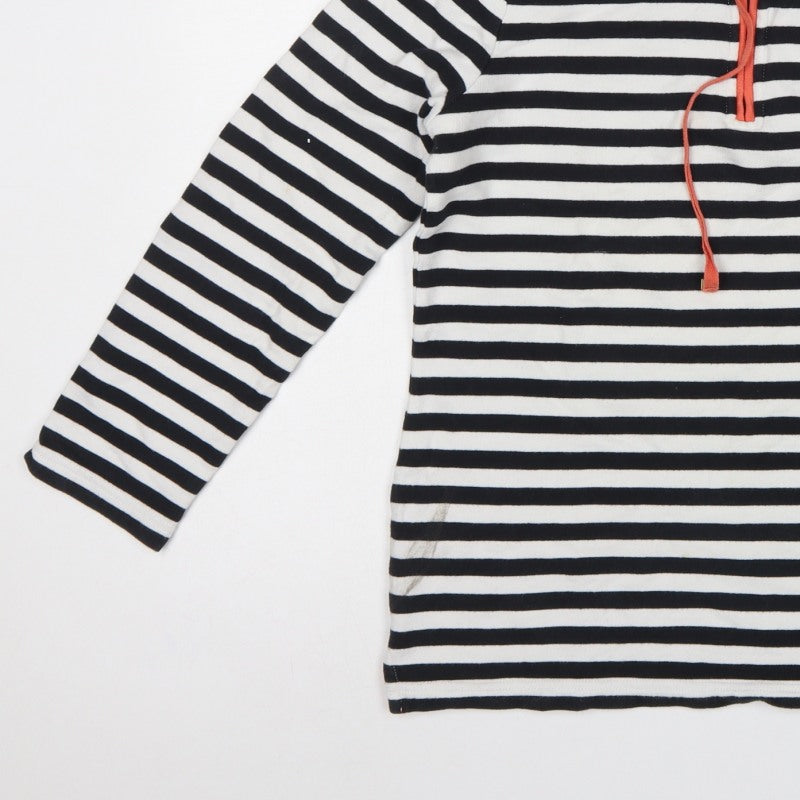 Dash Women’s UK 10 Black White Stripe 1/4 Zip Cotton Sweatshirt