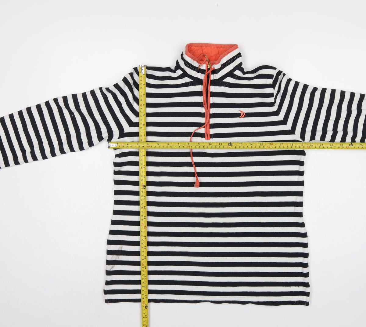 Dash Women’s UK 10 Black White Stripe 1/4 Zip Cotton Sweatshirt