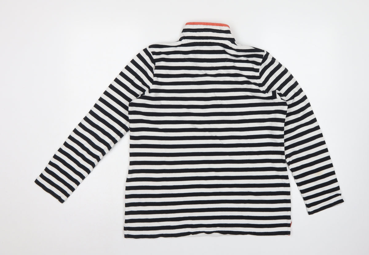 Dash Women’s UK 10 Black White Stripe 1/4 Zip Cotton Sweatshirt